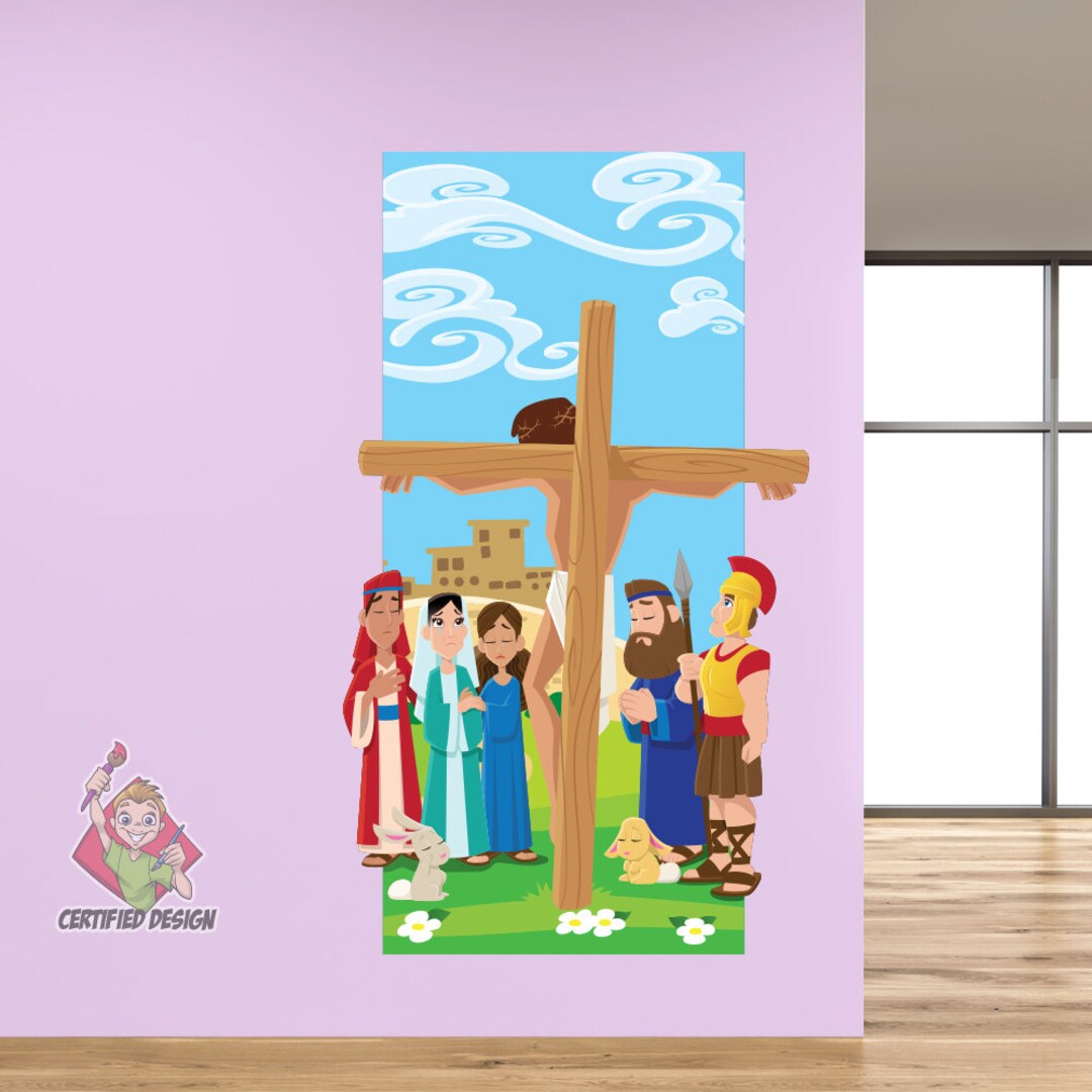 Jesus on the Cross Wall Decal: Kids Bible Story, Sunday School Decor - Etsy