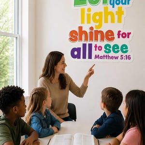 Scripture Verse Wall Decal Let Your Light Shine Sunday School Classroom