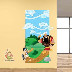 Bible Story Wall Decals for Preschool & Kindergarten Kids - Sunday School Classroom Decor, Christian Kids Room Art -David Goliath 9188
