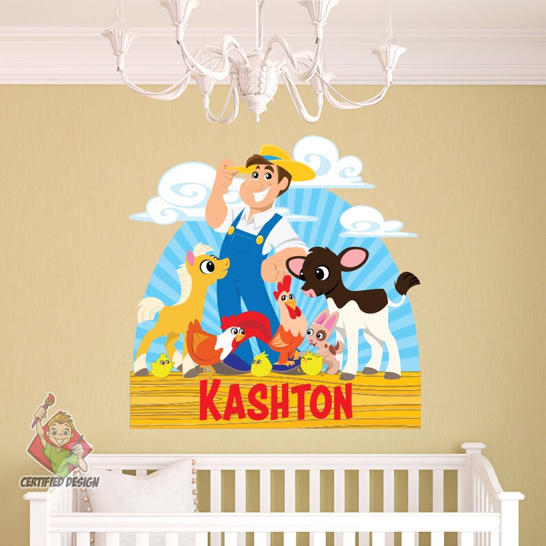 Personalized Name Wall Decal Farm Animal Art Nursery Decor
