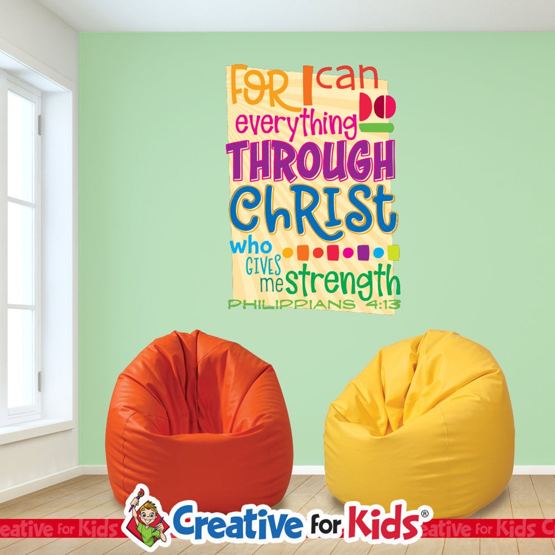 Scripture Verse Poster Sunday School Wall Decal, Kids Religious Art for ...
