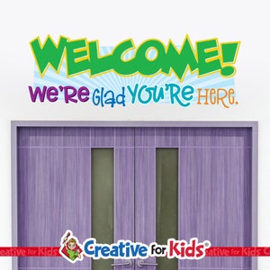 Sunday School Decal, Welcome We're Glad You're Here, Sunday School Art, Kids Bible Decal, Sunday School Decor, Children's Church Decal, 9312