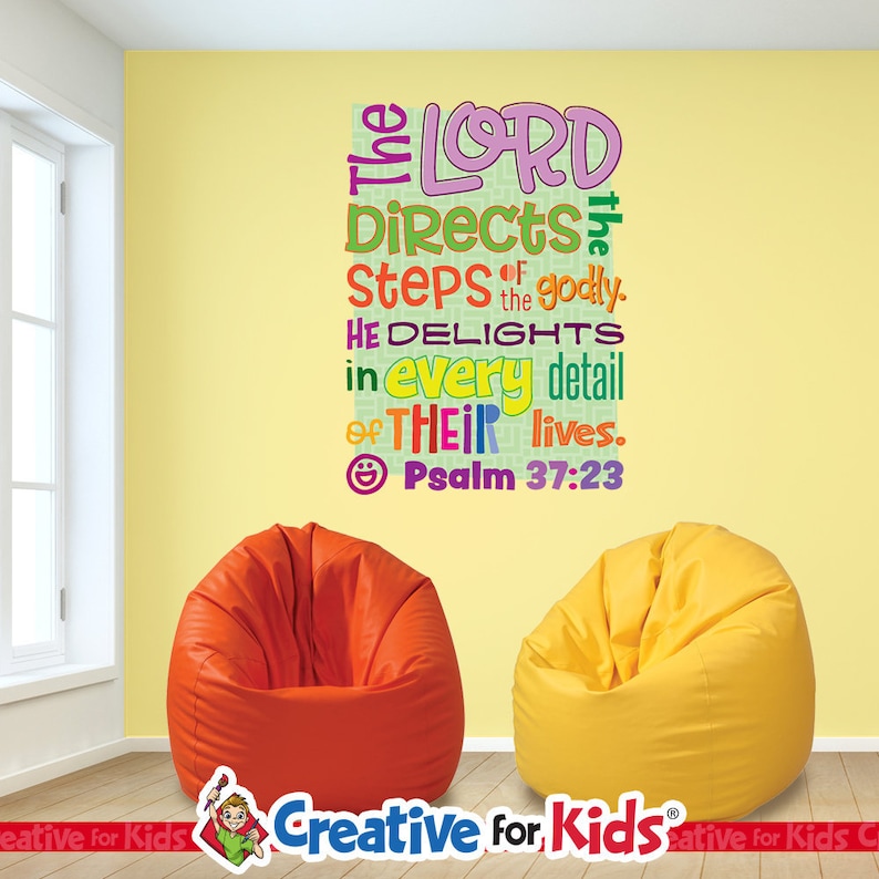 Sunday School Decal Psalm 37 23 Kids Scripture Art Verse Wall Decor Church Nursery 9242