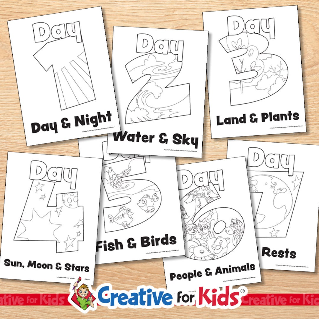 7 Days of Creation Color Pages, 7 Days of Creation Printable, Sunday ...