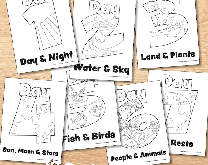 Days of Creation Printable Craft, Kids Bible Coloring Pages, Creation ...