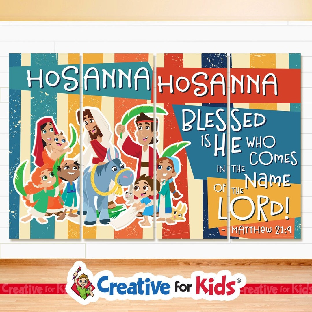 4 Banner Collage Set Hosanna Hosanna, Sunday School Decor, Sunday