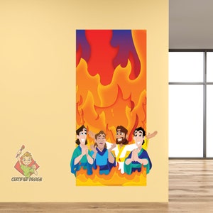 Bible Story Wall Decals for Preschool & Kindergarten Kids - Sunday School Classroom Decor, Christian Kids Room Art - Fiery Furnace 9189