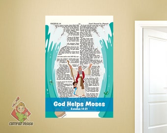 God Helps Moses Wall Decal, Moses Bible Story, Bible Story Wall Decal, Sunday School Decal, Nursery Decal, Kids Scripture 9468