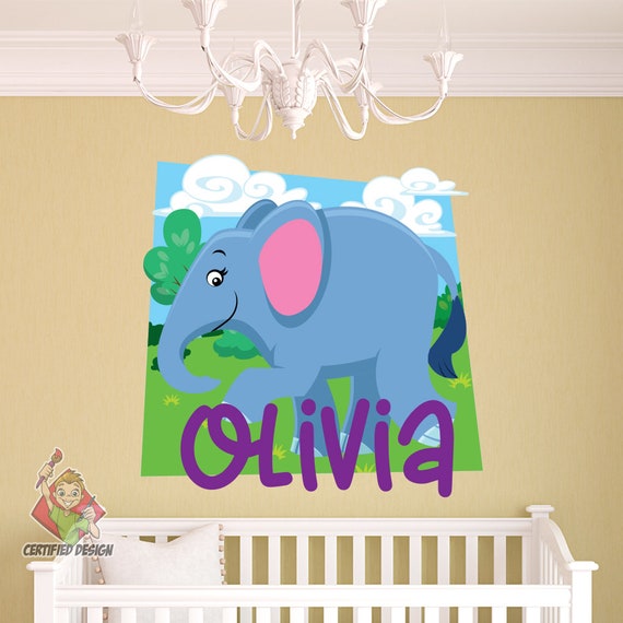 elephant name wall decal elephant wall decal elephant decal | etsy