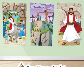 Easter Story Wall Decals: Kids Sunday School Bible Scenes