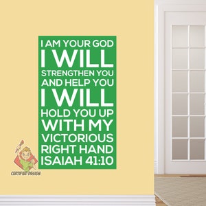 Isaías 41:10, calcomanía de pared para la escuela dominical, póster con versículos de las Escrituras, decoración para el ministerio de jóvenes, arte religioso para niños, lección cristiana, historia bíblica 9385