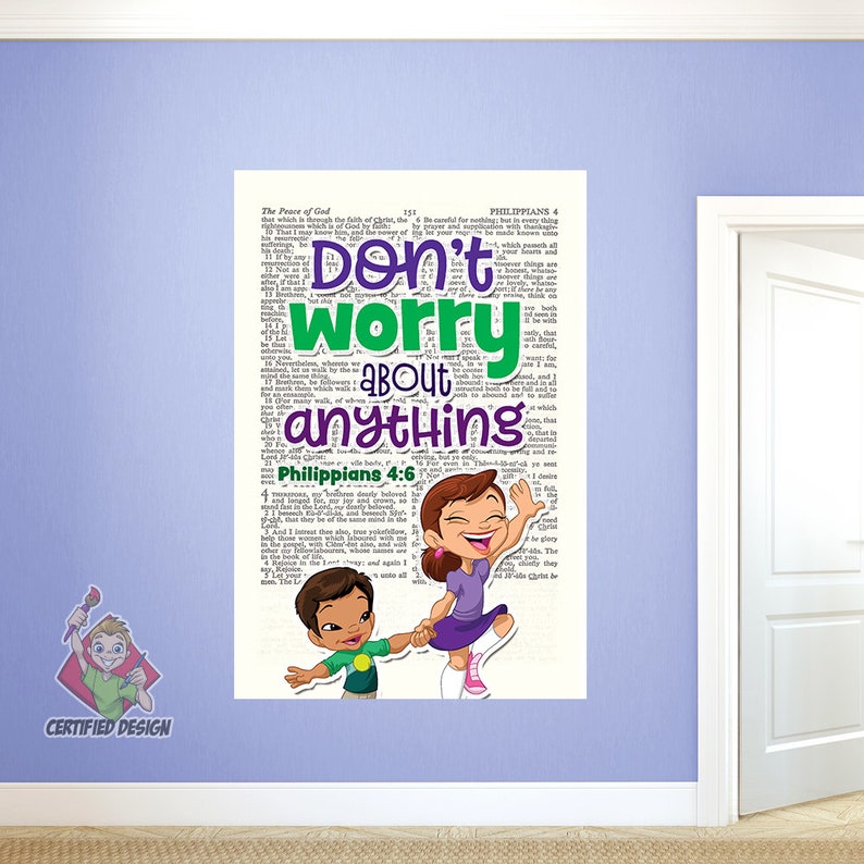 Sunday School Decal Dont Worry About Anything Kids Scripture | Etsy