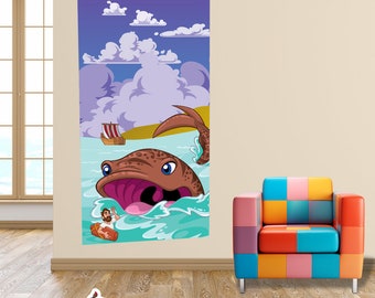Jonah and the Whale Wall Decal: Kids Bible Story Decor