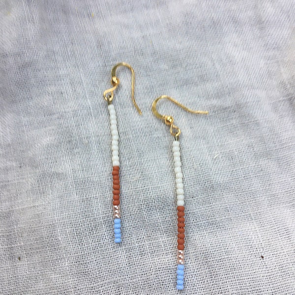 Beaded Ray Earrings, Beaded Earrings, Simple Earrings, Minimalist Earrings, Beaded Jewelry, Boho Earrings