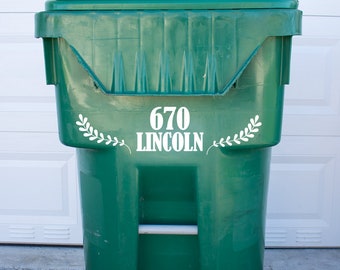 Custom Trash Garbage Can Bin Address Decal Sticker Label