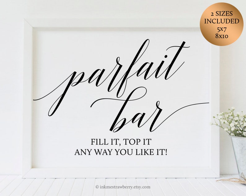 Parfait Bar Sign Printable Wedding Breakfast Reception Signs | Etsy