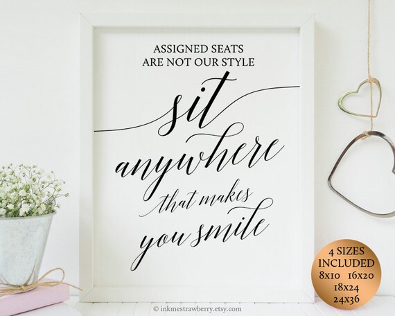 Wedding Seating Sign No Seating Plan Sign Rustic Wedding Etsy