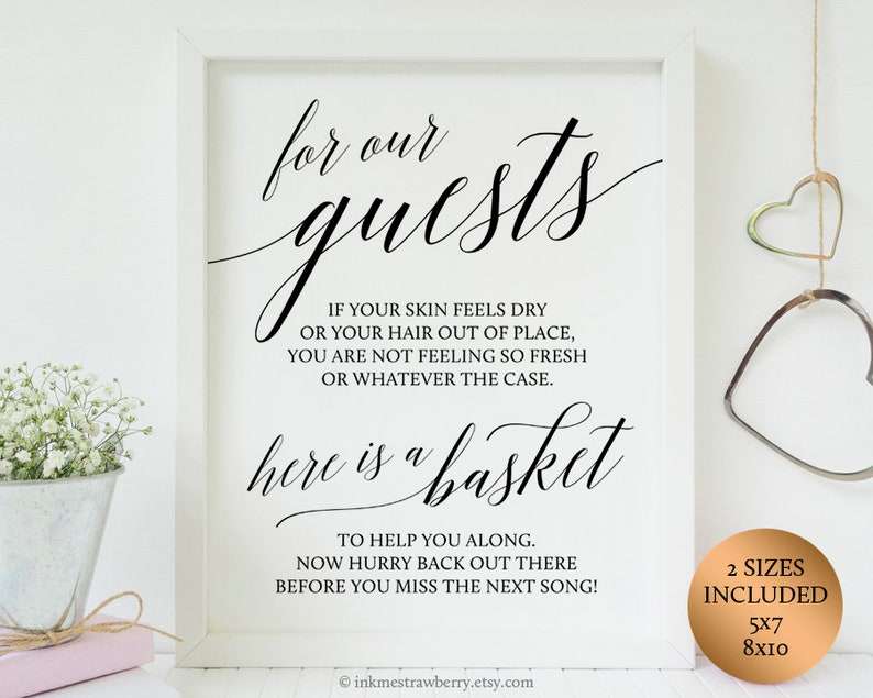 Printable Wedding Bathroom Basket Sign