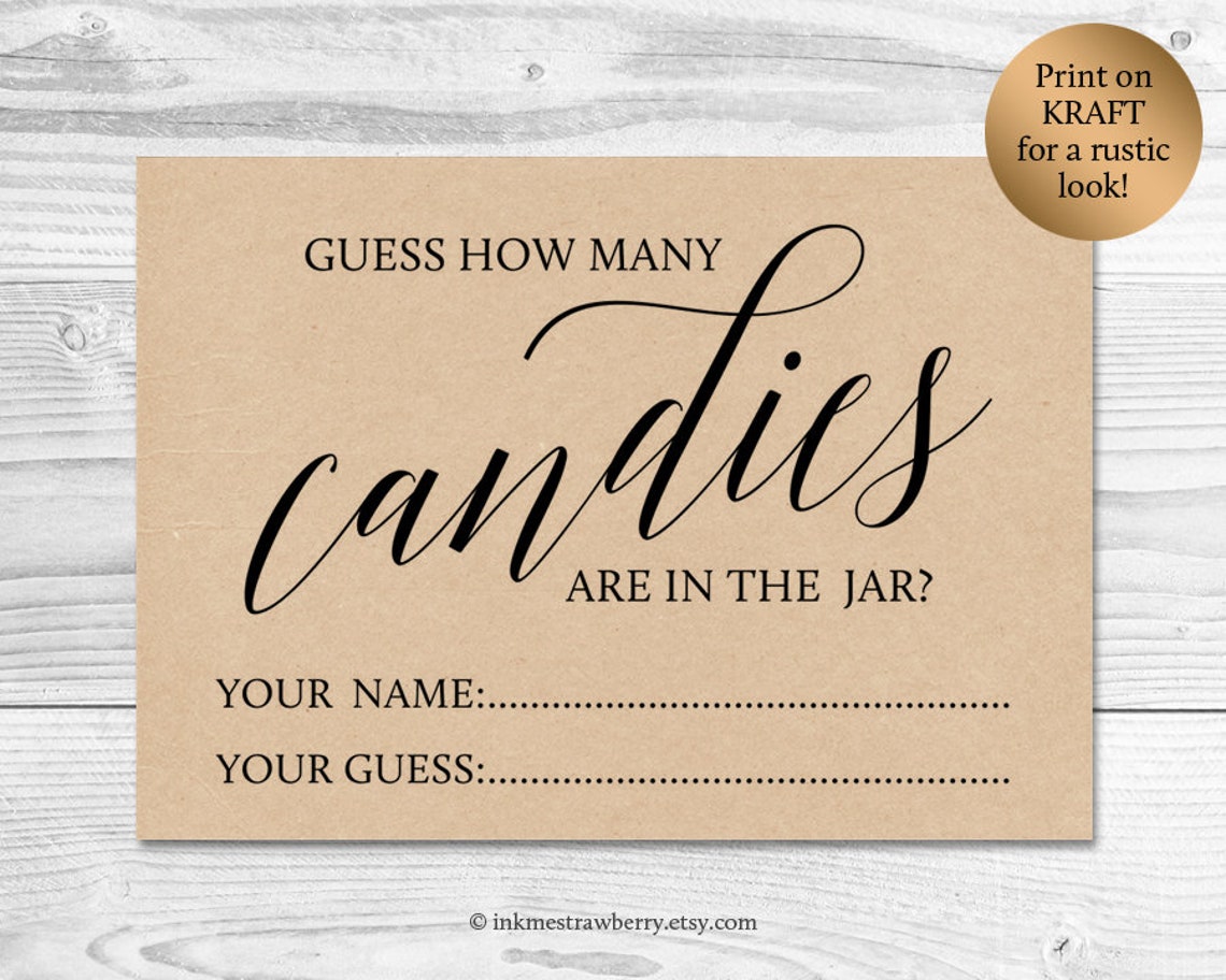 Candy Guessing Game Sign Cards Guess The Number Of Candy  Etsy