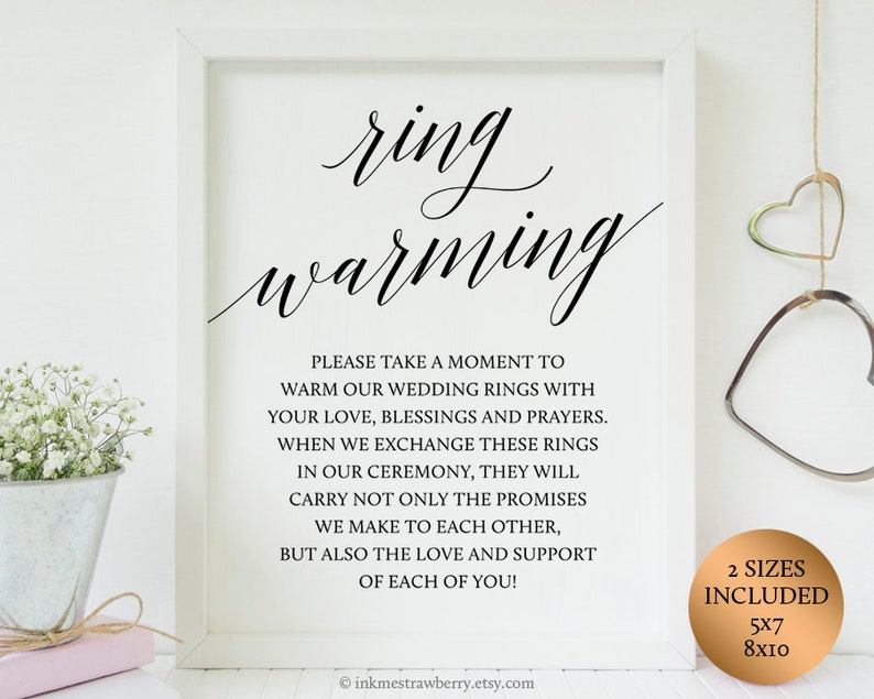 Ring Warming Ceremony Sign Ring Blessing Ceremony Decor Etsy