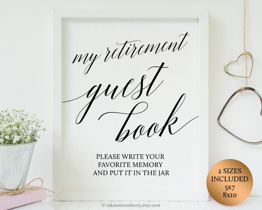 Retirement Guestbook Sign Instant Download Retirement Guest Etsy