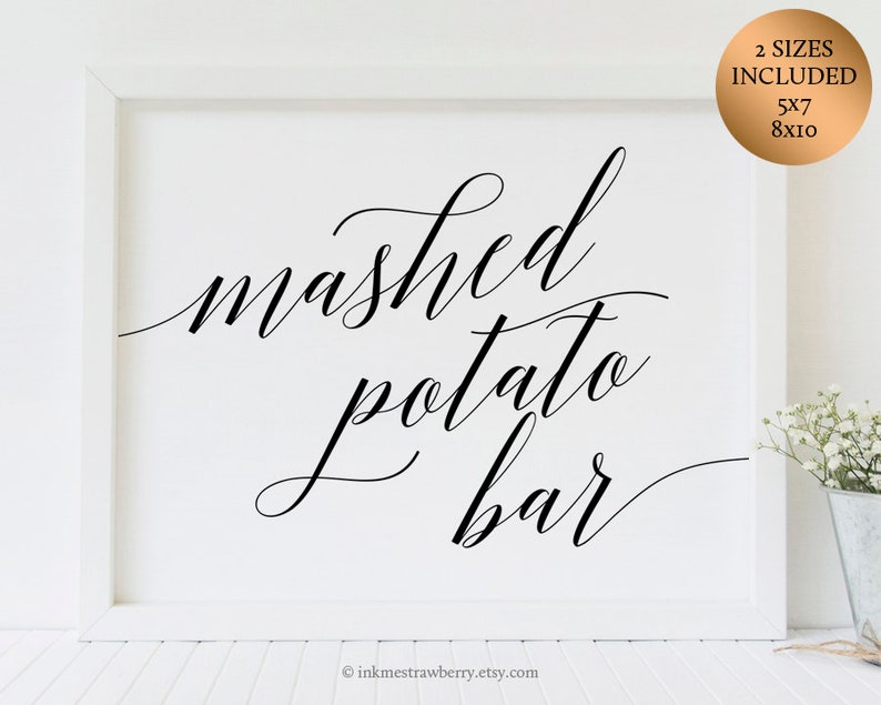 Mashed Potato Bar Sign Mashed Potato Wedding Bar Sign Etsy