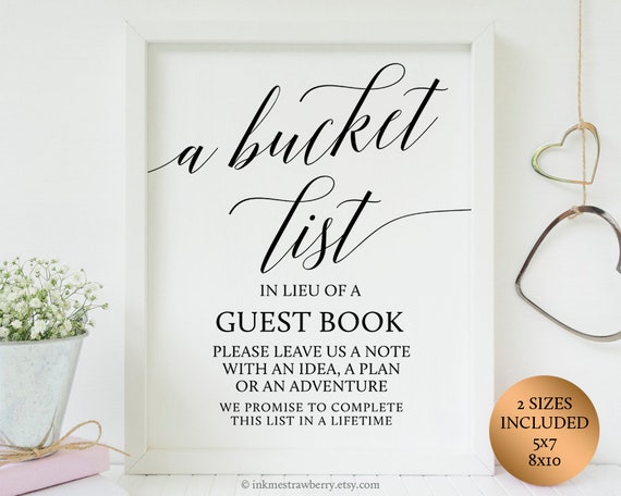 Wedding Bucket List Guestbook Sign Wedding Guest Book Etsy