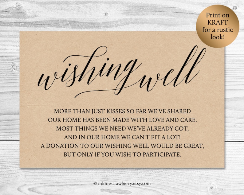 Wishing Well Cards Rustic Wedding Insert Wedding Wishing Well Etsy