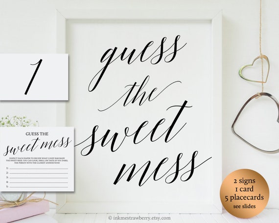 Baby Shower Guess The Sweet Mess Game Sign Cards Baby Shower Etsy Baby Shower Guess The Sweet Mess Game Sign Cards Baby Shower Etsy