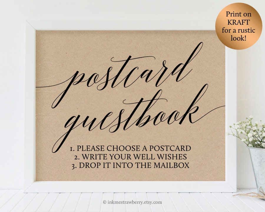 Postcard Guest Book Sign Postcard Wedding Sign Wedding Etsy