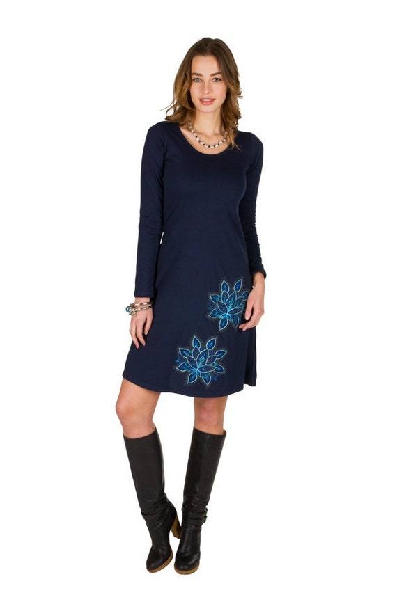 navy bohemian dress