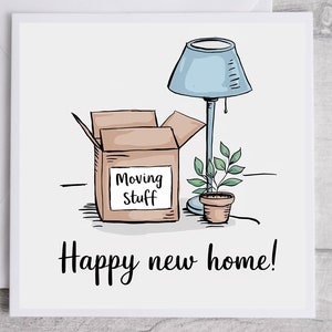 Happy New Home-kaart, Moving Day-wenskaart, housewarming-wenskaart, leuke en minimalistische New Home-kaart