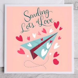 Carte d'envoi de beaucoup d'amour, carte de voeux romantique, carte d'amour et d'affection, carte sincère, jolie carte avion en papier, carte d'anniversaire doux