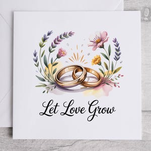 Carte Let Love Grow, carte de mariage et d'anniversaire de mariage, carte de voeux romantique « Let Love Grow »