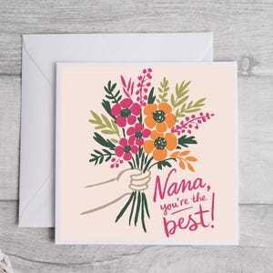 ¡Nana, eres la mejor! Tarjeta: tarjeta floral para abuela, linda tarjeta de cumpleaños para Nana, tarjeta de agradecimiento para la abuela