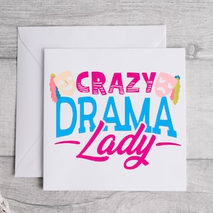 Crazy Drama Lady, cartão de teatro, cartão de teatro, cartão de gerente de palco, presente de teatro para tecnologia de teatro, equipe de tecnologia, gerente de palco