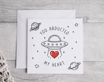 Carte Vous m'avez enlevé le coeur, Carte d'amour, Carte d'amour, Carte d'amour mignonne, Cadeau attentionné, Carte d'amoureux, Carte de remerciement, Carte OVNI