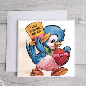 Tarjeta "Odio a todos menos a ti": tarjeta de amor divertida, tarjeta romántica sarcástica, linda tarjeta romántica para novio, novia, esposo, esposa