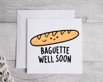 Tarjeta Baguette Bien Pronto, Tarjeta Kawaii, Envío de Amor, Tarjeta Get Well Soon, Tarjeta de Apoyo, Tarjeta de Aliento, Tarjeta de Condolencia, Tarjeta de Recuperación