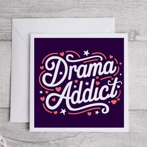 Viciado em drama, cartão de teatro, ator, cartão de teatro, cartão de gerente de palco, presente de teatro, técnico de teatro, equipe técnica e gerente de palco