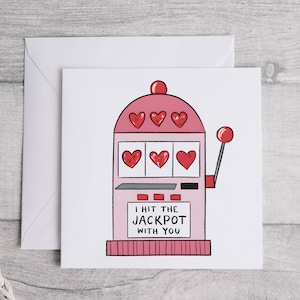 Carte Je décroche le jackpot avec vous, carte d'amour, carte romantique, carte d'amour mignonne, cadeau attentionné, carte d'amoureux, carte d'anniversaire
