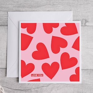 Cartão com padrão de coração Love You, cartão romântico, cartão de amor fofo, presente atencioso, cartão de amor, cartão de aniversário