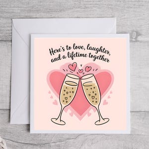 Biglietto d'auguri "Evviva l'amore e le risate", biglietto di fidanzamento, biglietto d'auguri romantico "Evviva l'amore, le risate e una vita insieme", biglietto di auguri per matrimonio