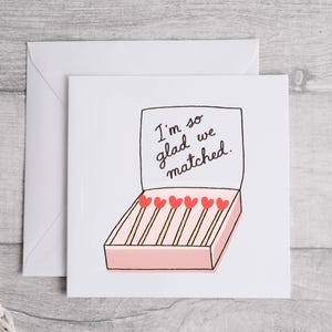 Tarjeta "Me alegro mucho de que hayamos coincidido", tarjeta romántica, linda tarjeta de amor, regalo considerado, tarjeta de amor, tarjeta de aniversario