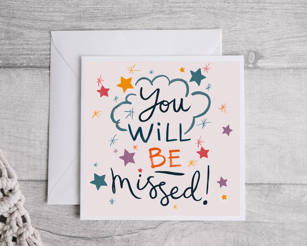 You will be missed card farewell greeting card goodbye card