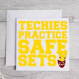 Techies Practice Sets Safe, Cartão de Teatro, Cartão de Teatro, Cartão de Gerente de Palco, presente de teatro para o técnico de teatro, equipe de tecnologia e gerente de palco