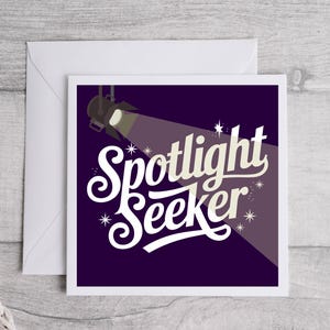 Spotlight Seeker, Cartão de Teatro, Ator, Cartão de Teatro, Cartão de Gerente de Palco, presente de teatro, técnico de teatro, equipe técnica e gerente de palco