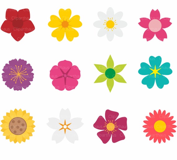 Flower Clipart Vector Flowers Clipart Commercial Use Flower Etsy