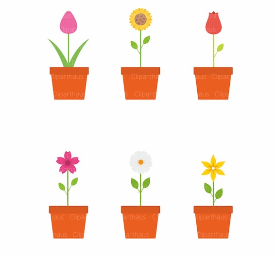 Download Flower Clipart Vector Flowers Clipart Commercial Use Flower Etsy