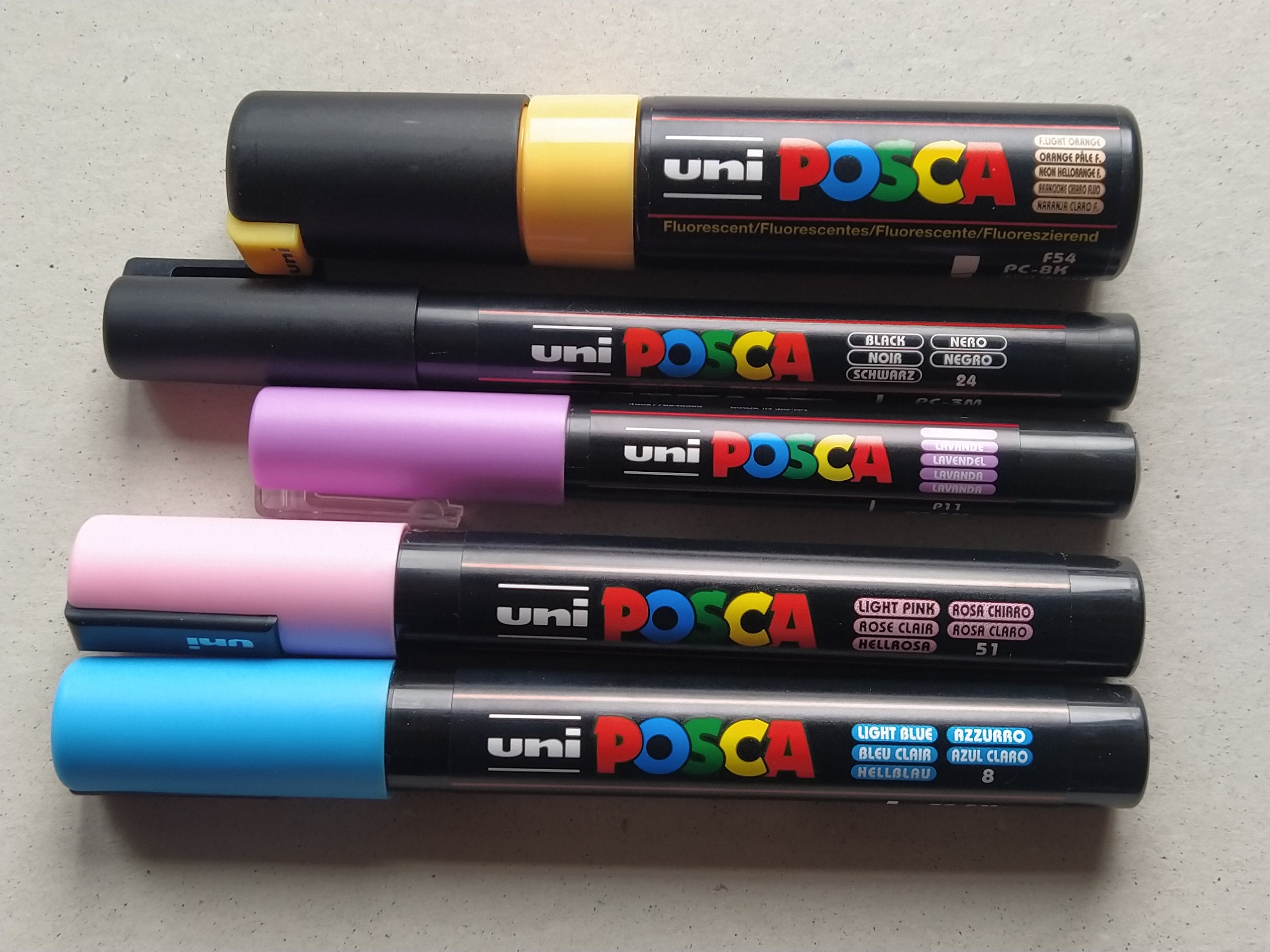  Posca Juego de marcadores de pintura de 24 colores, punta fina  PC3M, bolígrafo de marcado de papelería japonés, con estuche original hecho  en Japón : Arte y Manualidades
